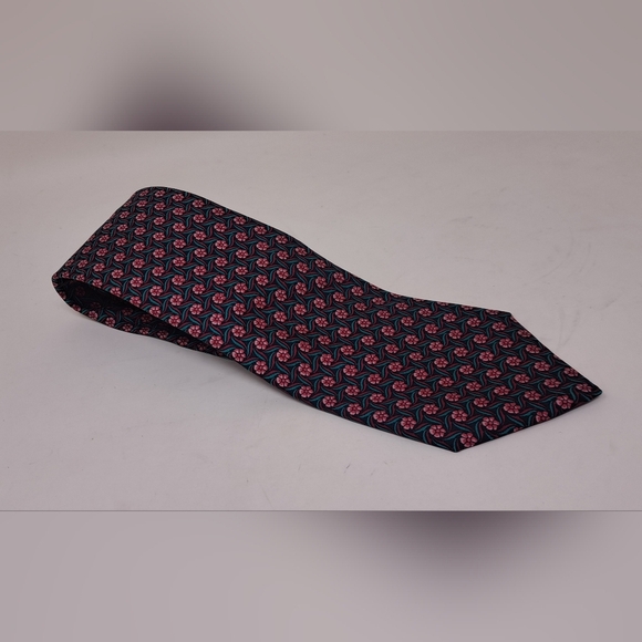 Hermes Paris Men's Tie Neck Tie Vintage Rose Floral 100% Silk Authentic 56" - Picture 5 of 16